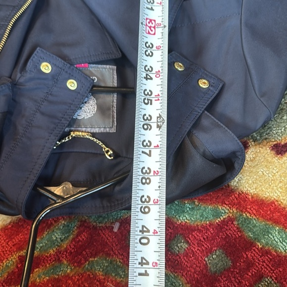 Vince Camuto Blue Belted Rain Jacket - Picture 10 of 13